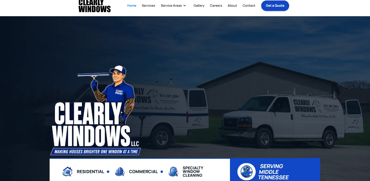 Clearly Windows LLC complete Webflow website rebuild and responsive redesign